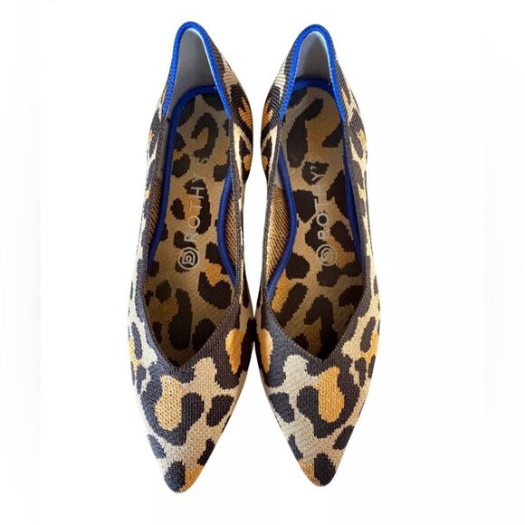 Rothy's The Point Big Cat Leopard Printed Fabric Pointy Toe Ballet Flats 9 - Picture 11 of 11